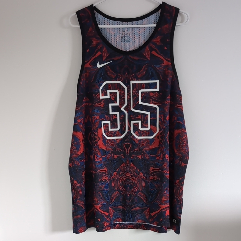 Nike Red and Blue Kevin Durant Basketball Jersey